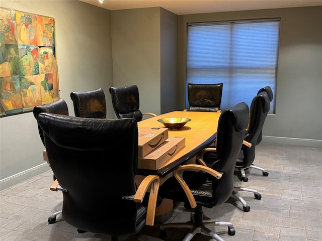 home office featuring light colored carpet