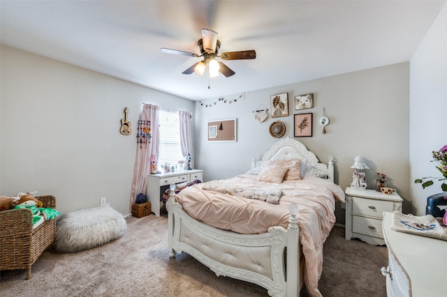 bedroom featuring carpet and ceiling fan