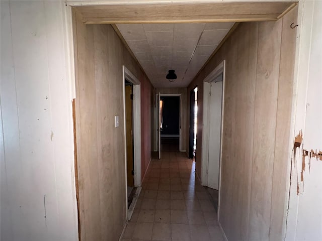 corridor with wood walls