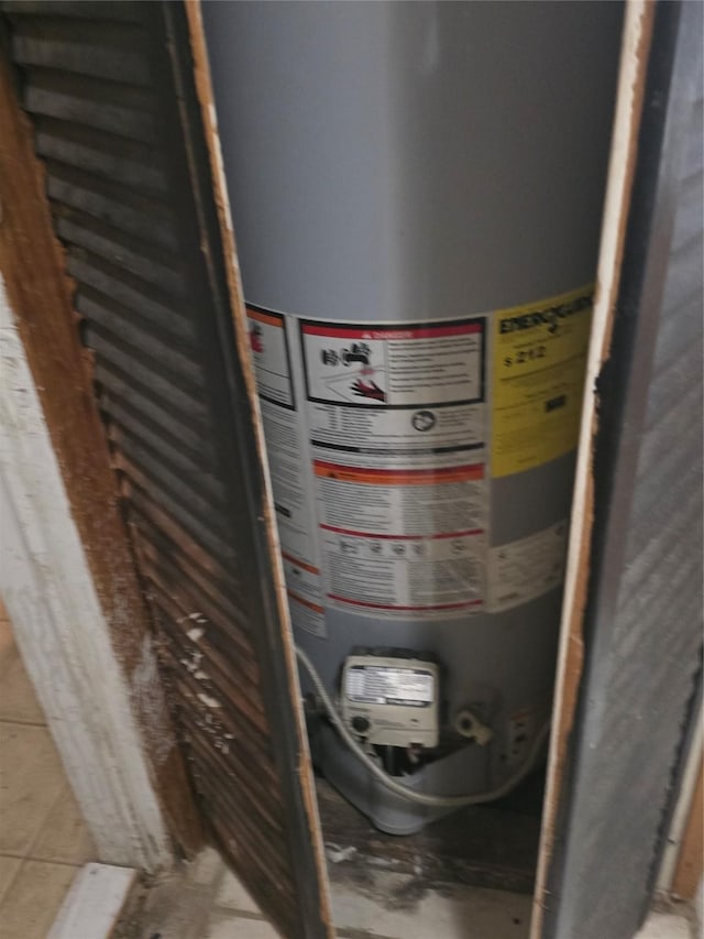 utility room with gas water heater