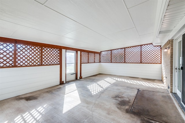 view of unfurnished sunroom