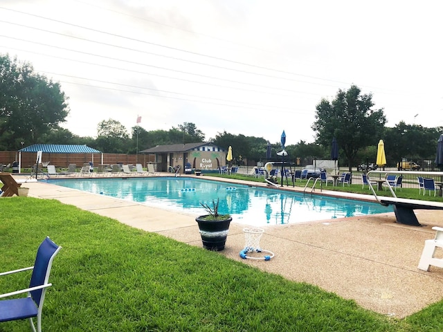 view of pool featuring a gazebo, a yard, and a patio area