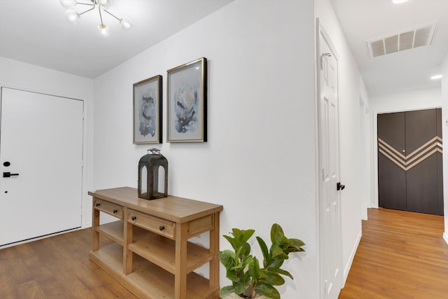 entryway with hardwood / wood-style floors