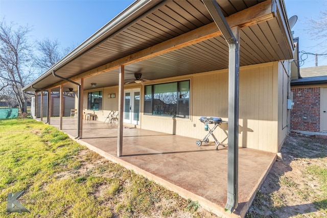 view of patio / terrace featuring ceiling fan