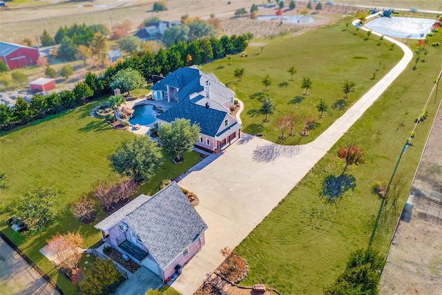 bird's eye view with a rural view