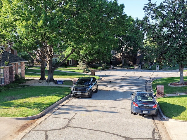 view of street with curbs