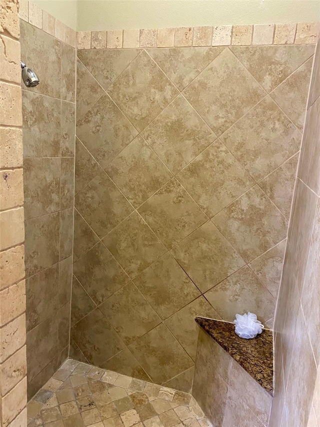 interior space with a tile shower