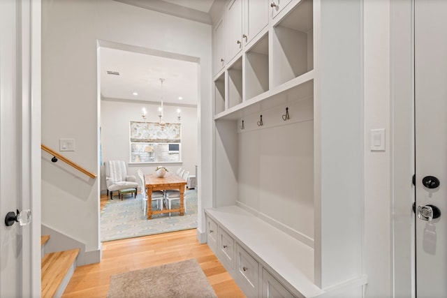 mudroom featuring light wood-style flooring