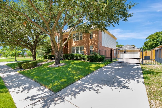 view of front facade featuring a front yard