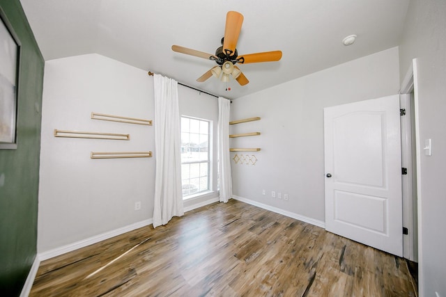 unfurnished bedroom with hardwood / wood-style flooring and ceiling fan