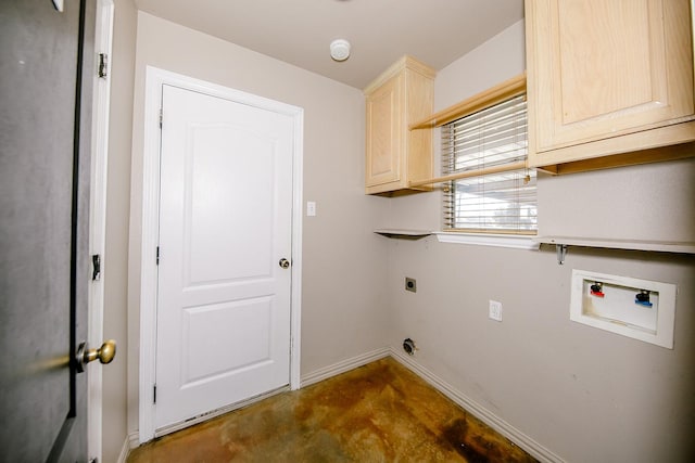 washroom with cabinets, washer hookup, and electric dryer hookup