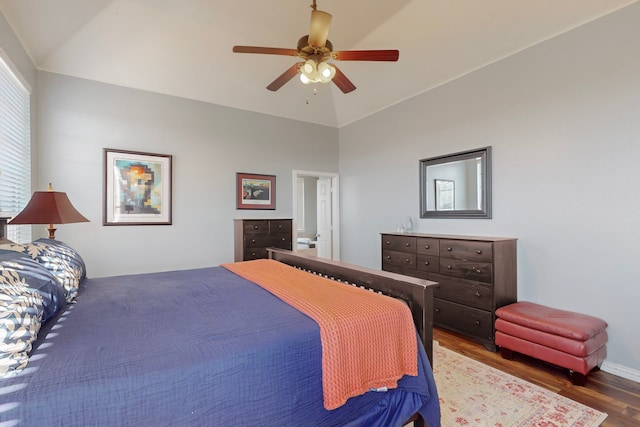1240 Wedgewood Dr, Forney, TX 75126 - bedroom with ceiling fan, vaulted ceiling, and wood finished floors