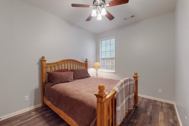 1240 Wedgewood Dr, Forney, TX 75126 - bedroom with ceiling fan, visible vents, baseboards, and wood finished floors