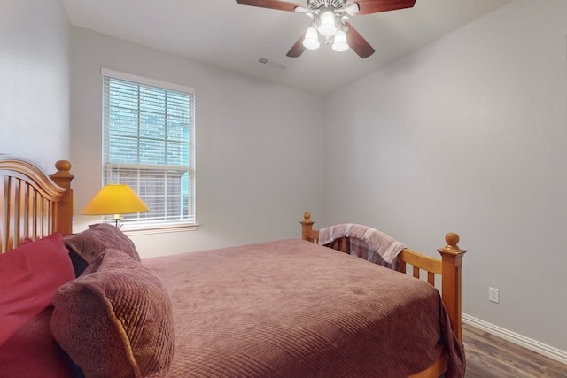 1240 Wedgewood Dr, Forney, TX 75126 - bedroom featuring visible vents, baseboards, a ceiling fan, and wood finished floors
