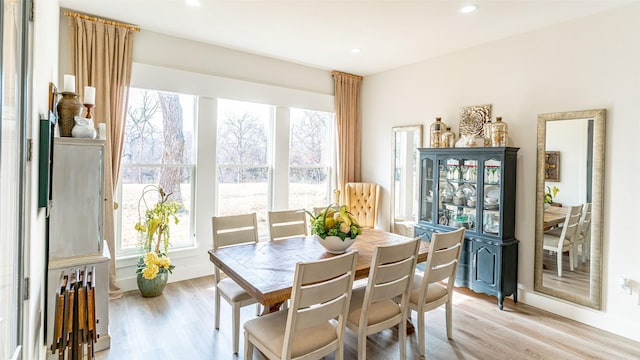 dining area with light hardwood / wood-style flooring