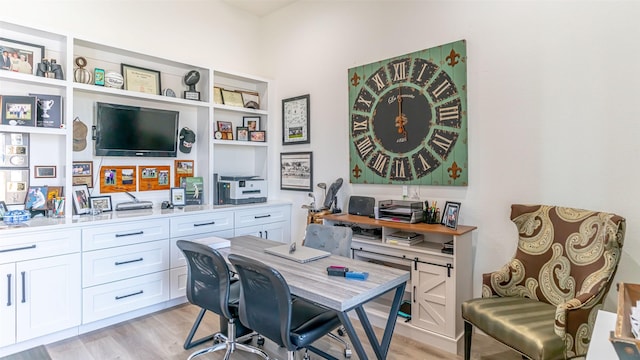 office space featuring light hardwood / wood-style flooring