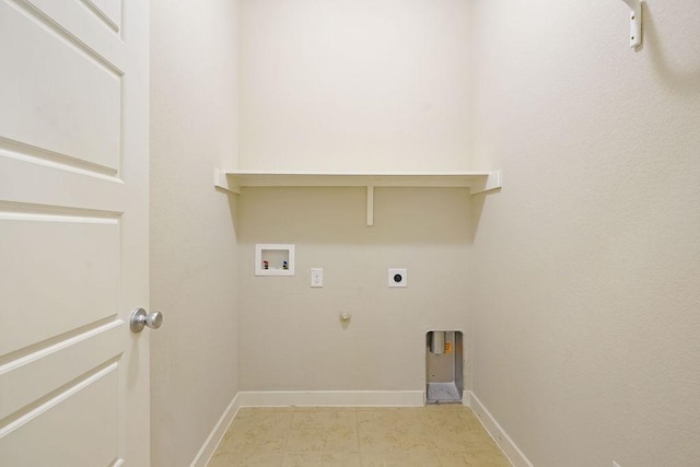 laundry area with gas dryer hookup, washer hookup, and electric dryer hookup