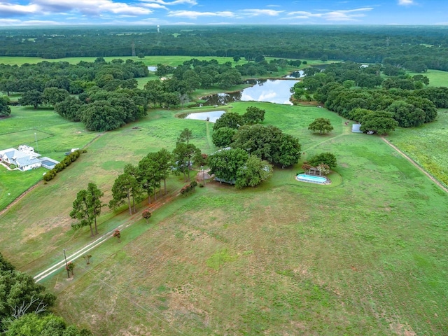 bird's eye view with a rural view and a water view