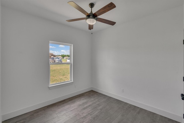 unfurnished room featuring ceiling fan and light hardwood / wood-style flooring