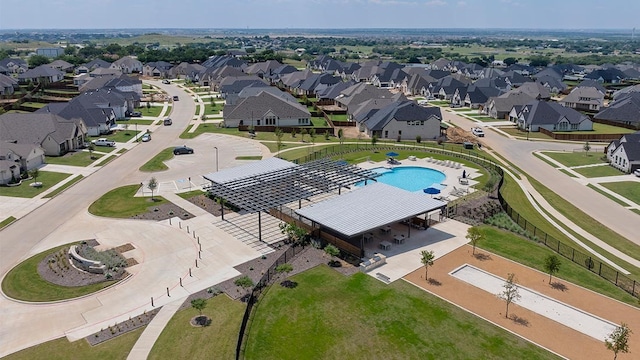 drone / aerial view with a residential view