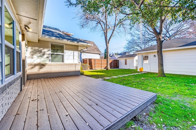 deck featuring a yard