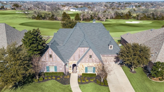 drone / aerial view featuring golf course view