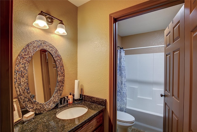 full bathroom featuring vanity, toilet, and shower / bath combo with shower curtain