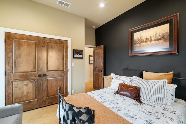 bedroom featuring light hardwood / wood-style floors