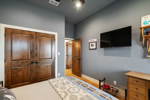 bedroom featuring light hardwood / wood-style floors