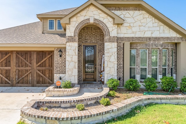 entrance to property with a garage