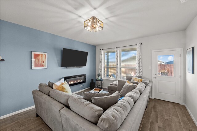 living room featuring wood-type flooring