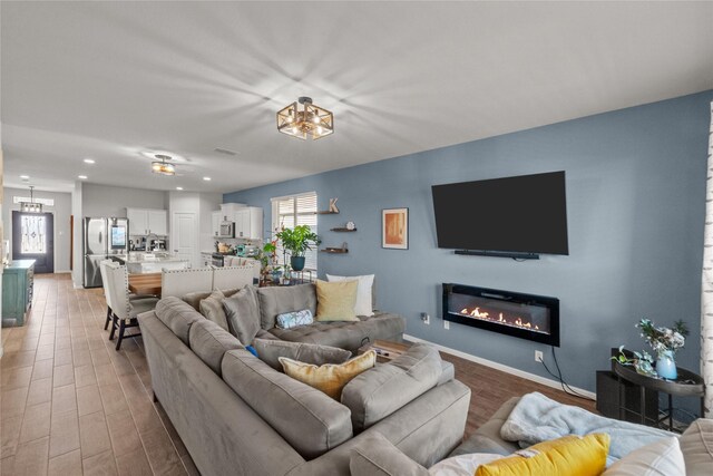 living room featuring hardwood / wood-style floors