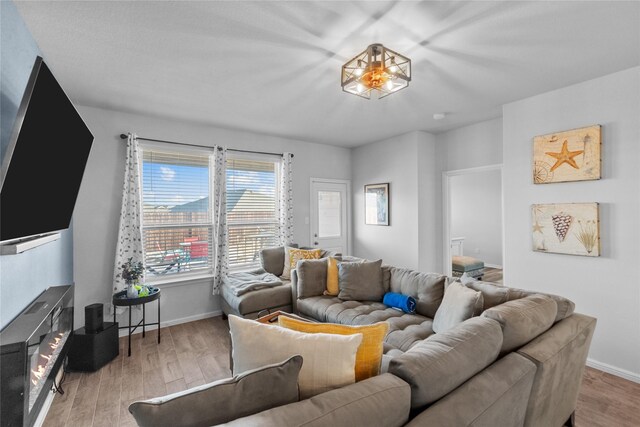 living room featuring light hardwood / wood-style floors