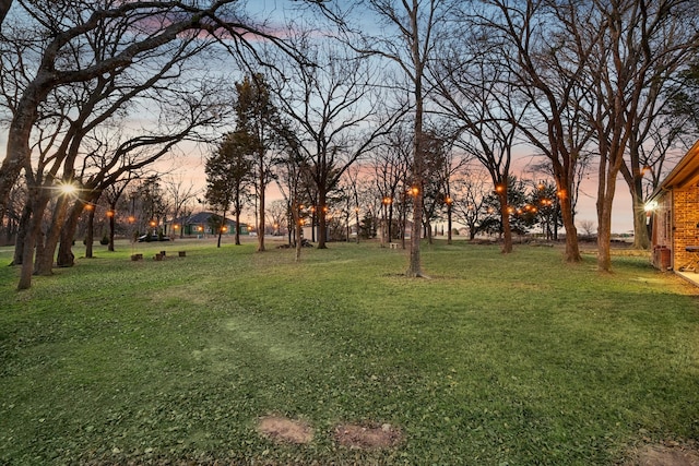 view of yard at dusk