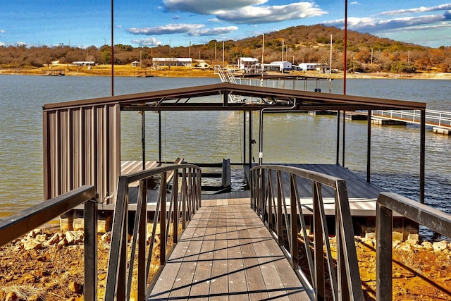 dock area featuring a water view