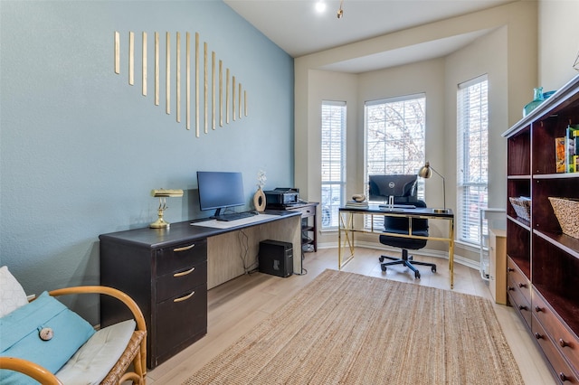 office featuring plenty of natural light and light hardwood / wood-style floors