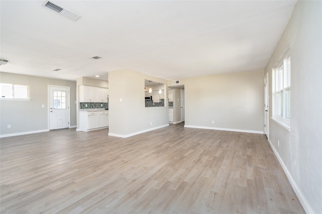 unfurnished living room featuring light hardwood / wood-style floors