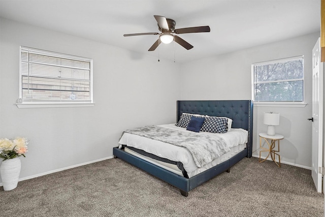 bedroom featuring carpet flooring and ceiling fan