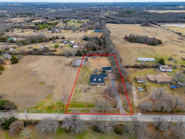 drone / aerial view with a rural view