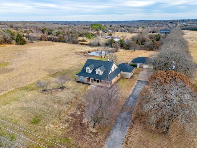 aerial view featuring a rural view