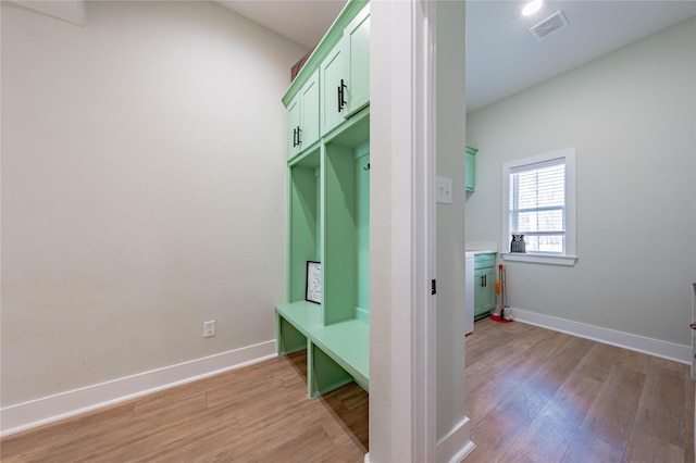 mudroom featuring light hardwood / wood-style flooring