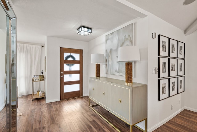 foyer entrance with dark hardwood / wood-style floors