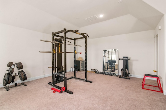 exercise room featuring carpet flooring