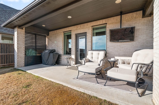 view of patio featuring area for grilling