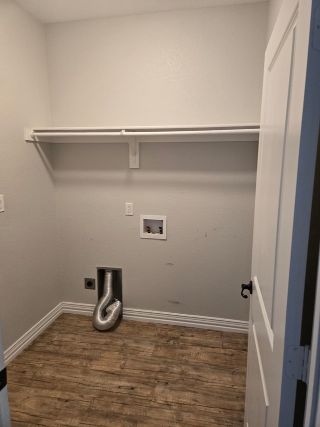 laundry area with electric dryer hookup, washer hookup, and dark wood-type flooring