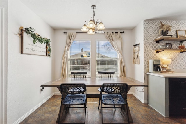 dining area with a notable chandelier