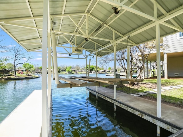 view of dock featuring a water view