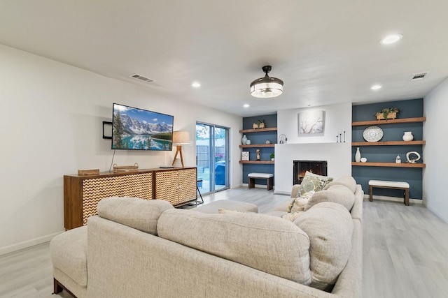 living room with light wood-type flooring