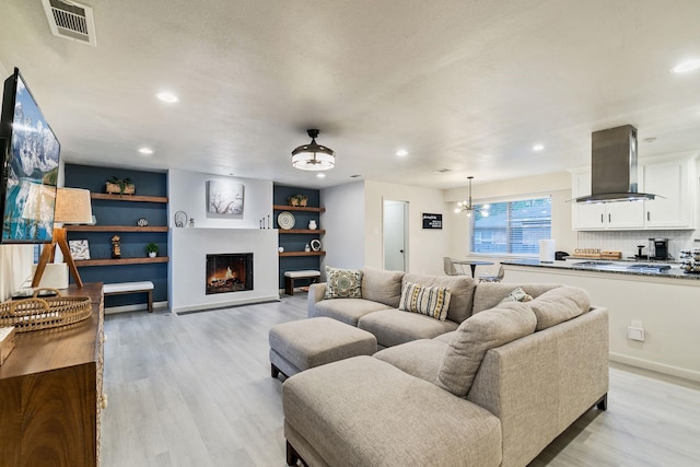 living room with light wood-type flooring