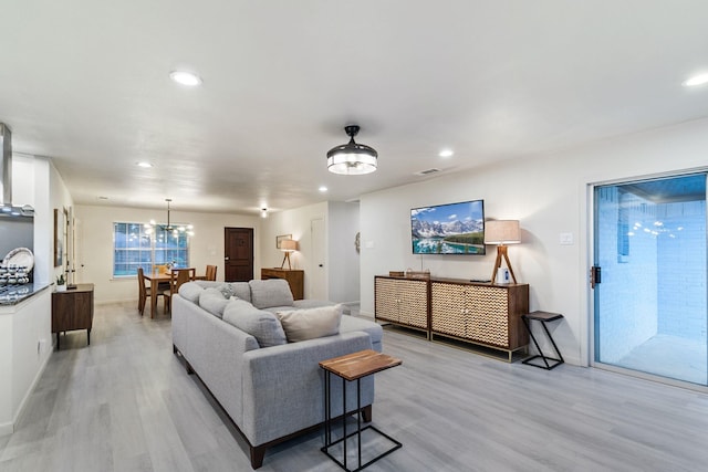 living room featuring light wood-type flooring